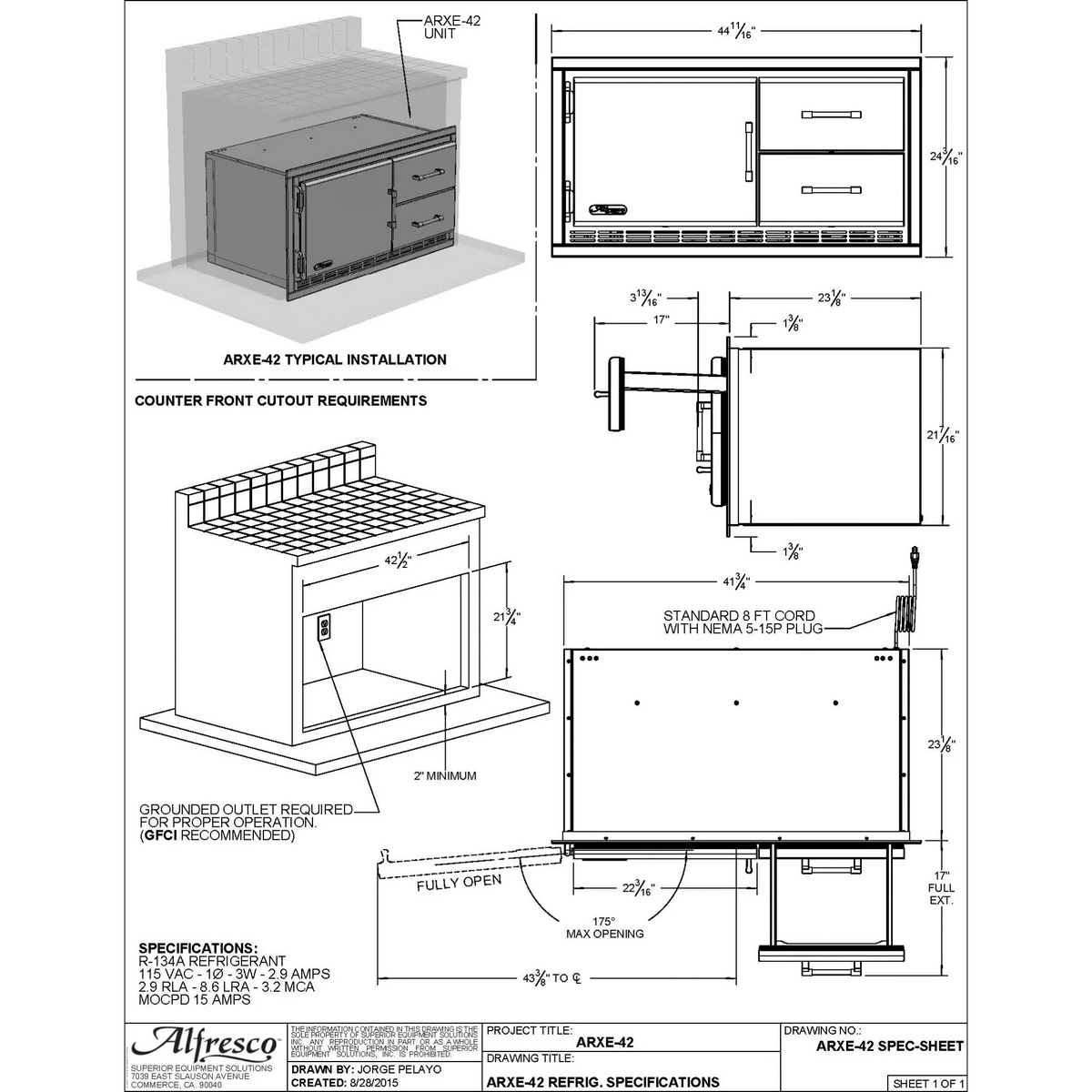 Alfresco Built-In Under Grill Refrigerator-