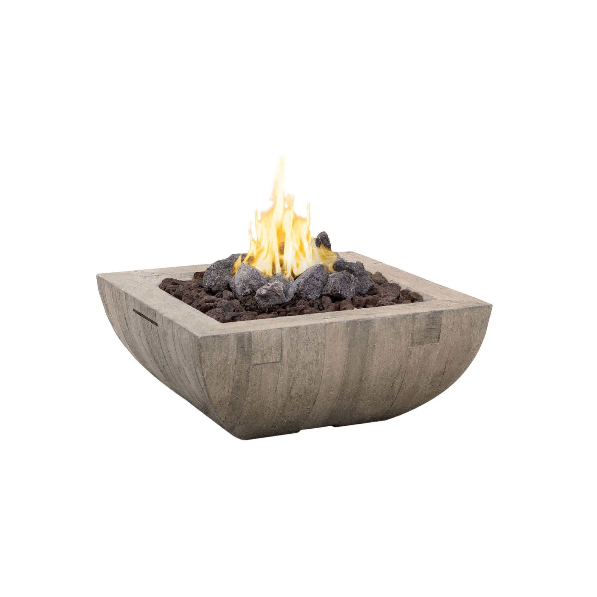 American Fyre Designs 36" Bordeaux Square Reclaimed Wood Fire Bowl-Natural Gas