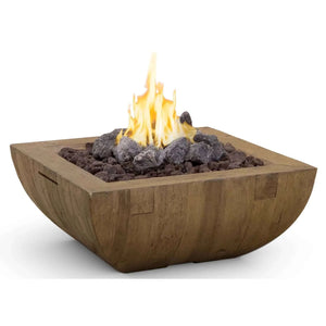 American Fyre Designs 36" Bordeaux Square Reclaimed Wood Fire Bowl-Liquid Propane