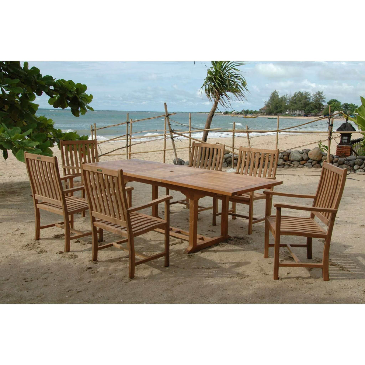 Anderson Teak Bahama Wilshire Armchair 7-Pieces Extension Dining Set-