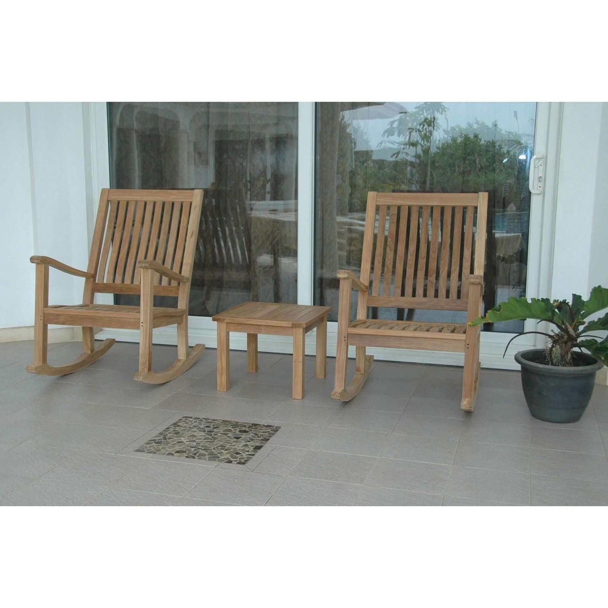 Anderson Teak Del-Amo Bahama 3-Pieces Set with Square Side Table-