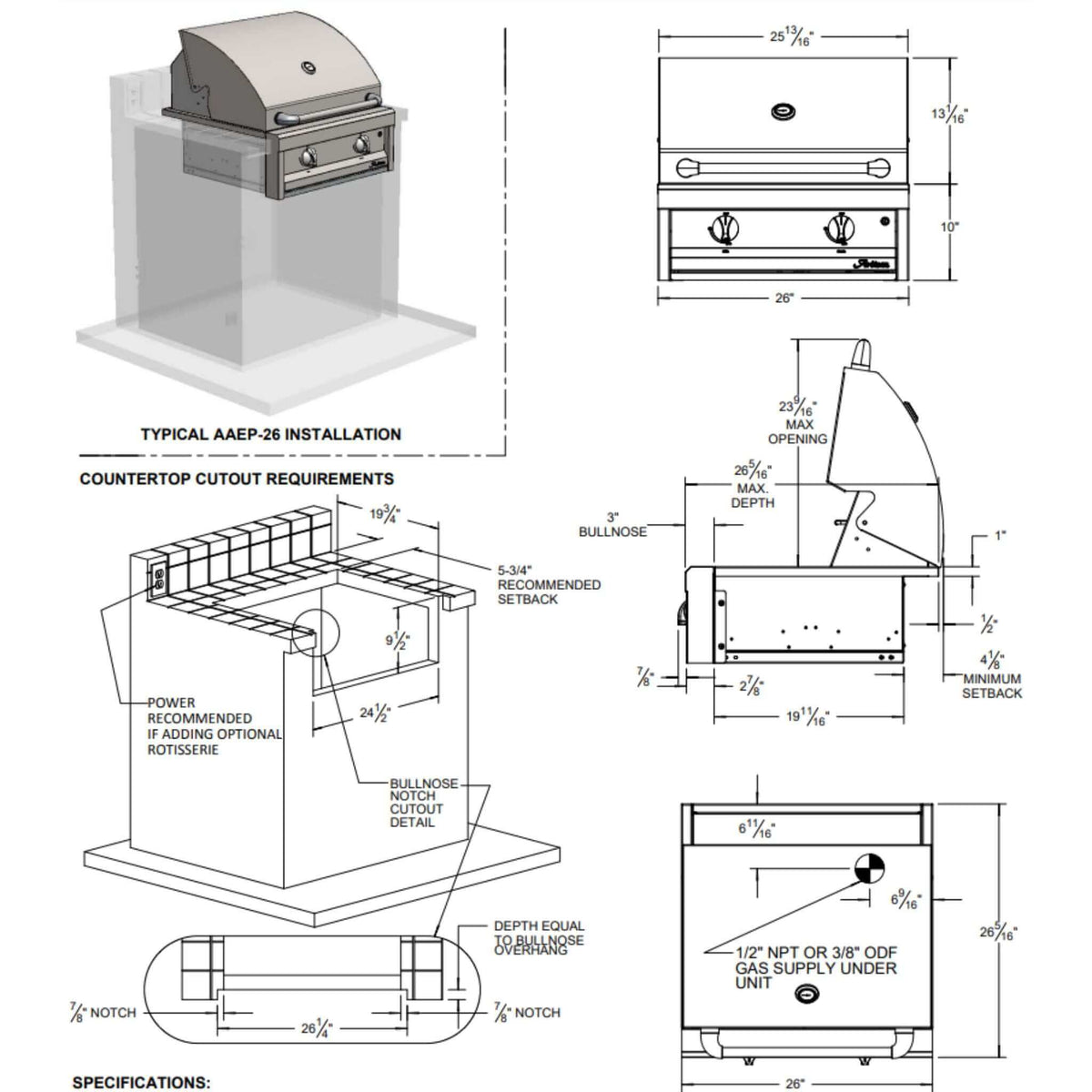 Artisan 26" American Eagle Series Freestanding Grill-Liquid Propane