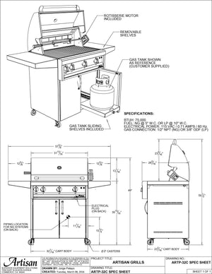 Artisan 32" Professional Series Freestanding Grill-Liquid Propane