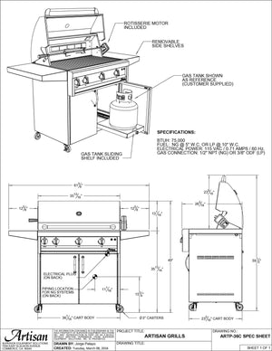 Artisan 36" Professional Series Freestanding Grill-Liquid Propane