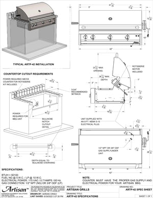 Artisan 42" Professional Series Built-In Grill-Liquid Propane