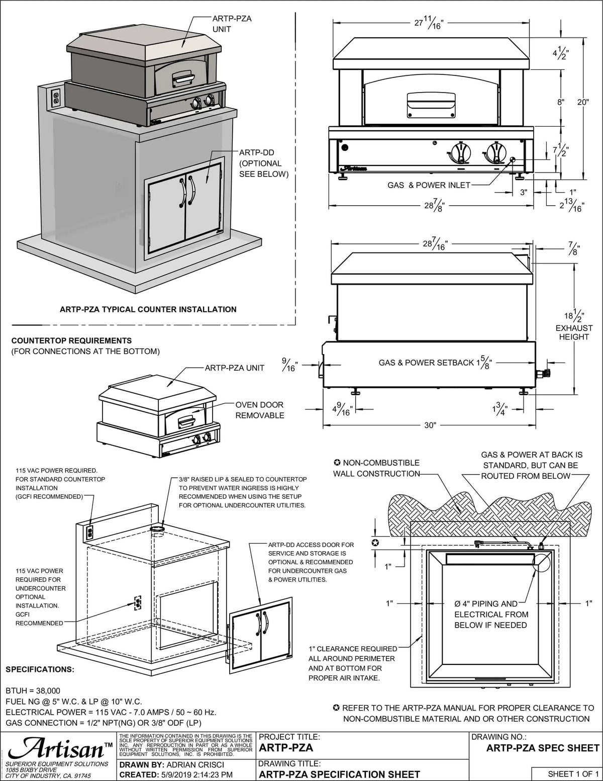 Artisan Pizza Oven-Liquid Propane