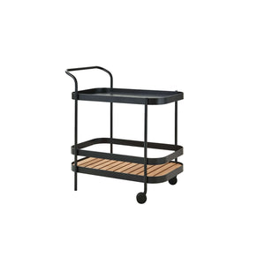 Cane-Line Roll Bar Trolley Incl. Teak Table Top-Lava grey, aluminium