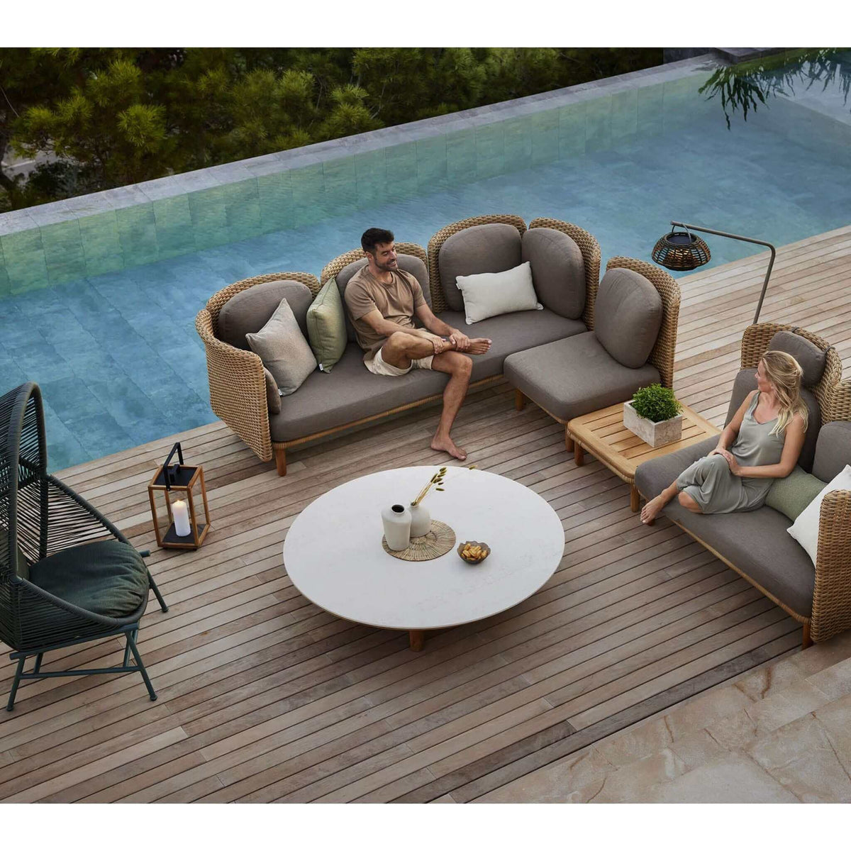 Cane-Line Arch Coffee Table W/Teak Table Top-