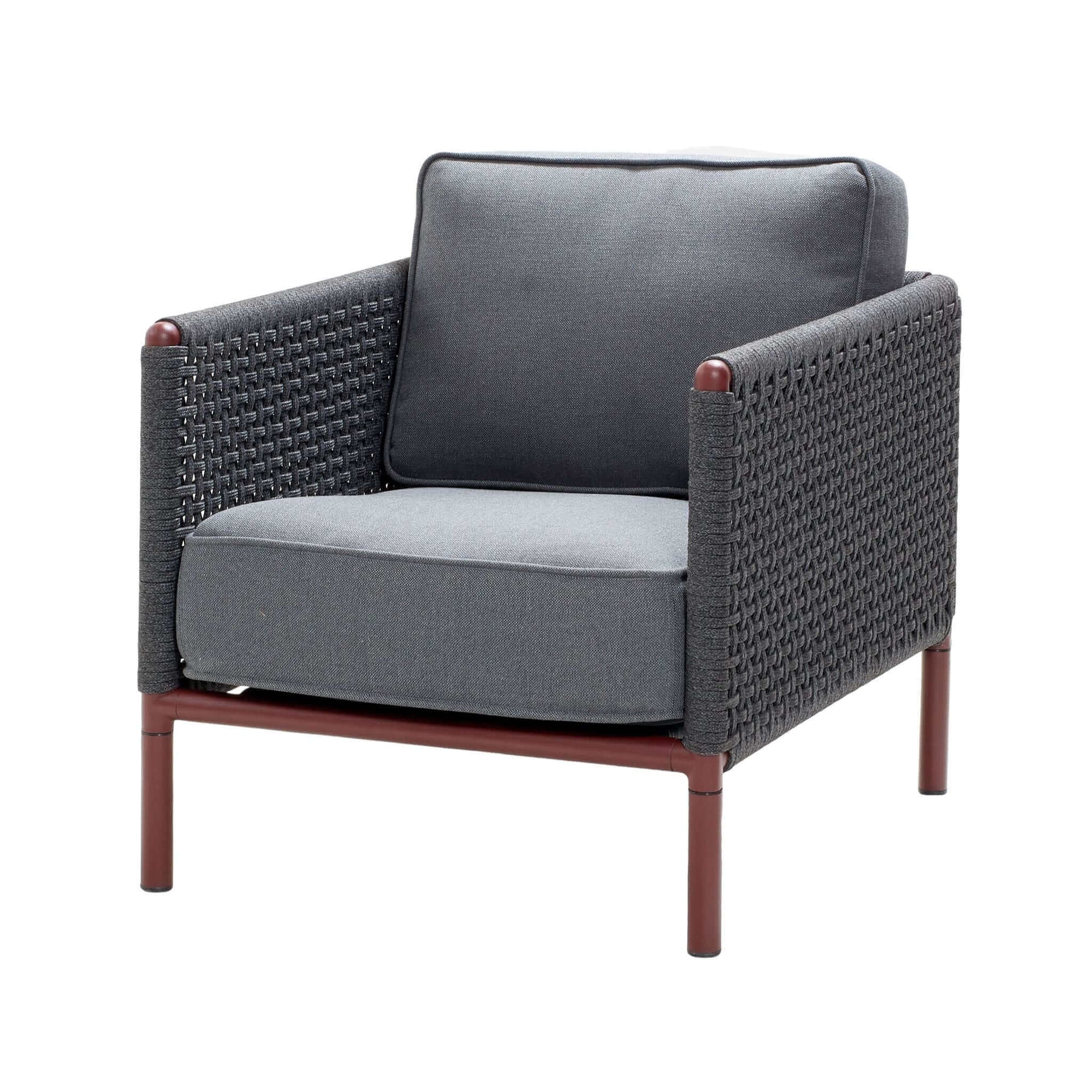 Cane-Line Encore Lounge Chair-Dark grey, Cane-line Soft Rope/Lava grey frame