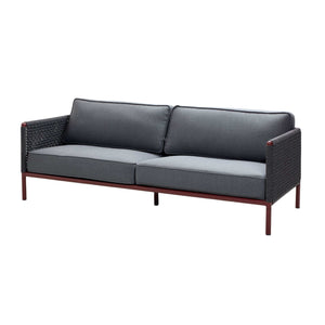 Cane-Line Encore 3-Seater Sofa-Dark grey, Cane-line Soft Rope/Lava grey frame