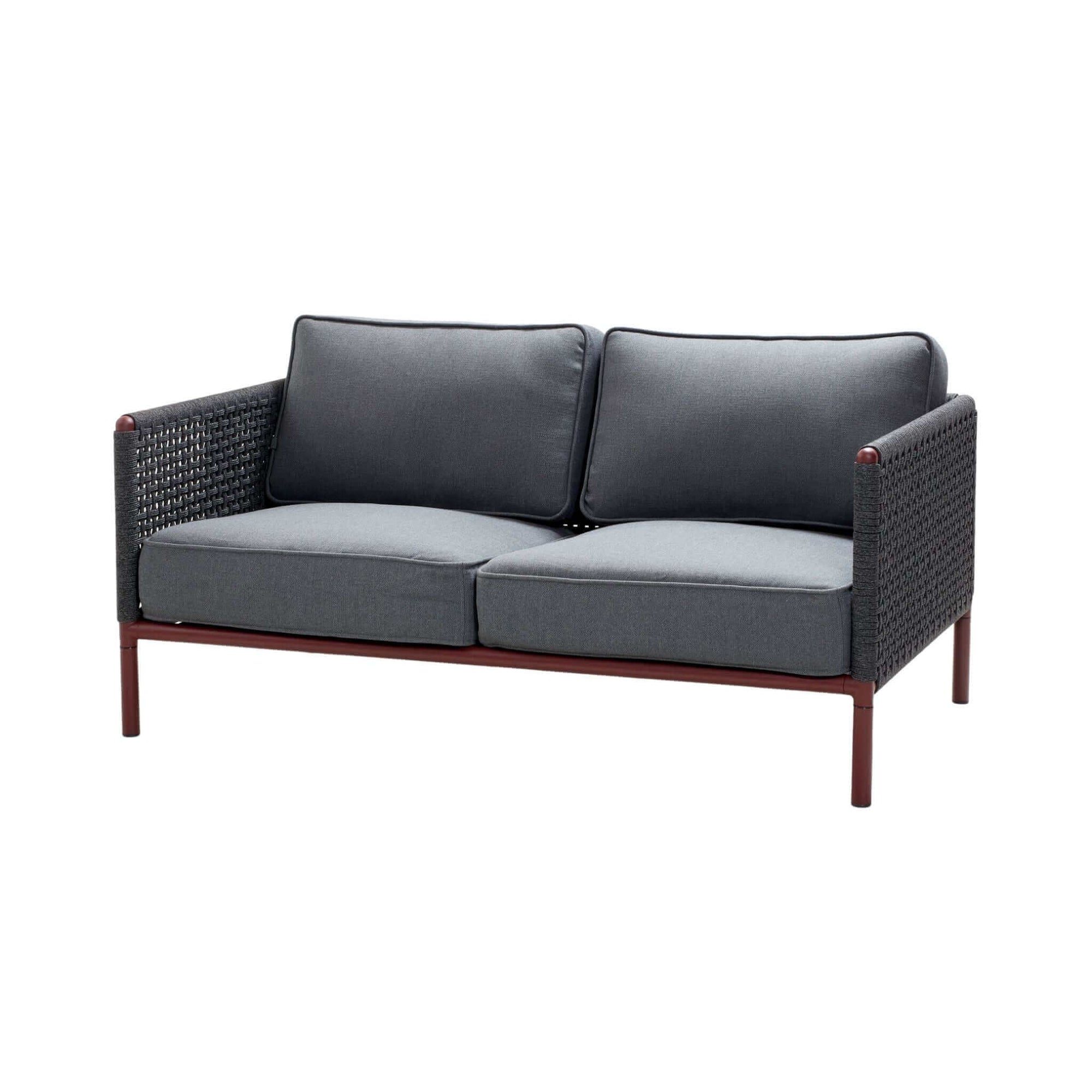 Cane-Line Encore 2-Seater Sofa-Dark grey, Cane-line Soft Rope/Lava grey frame