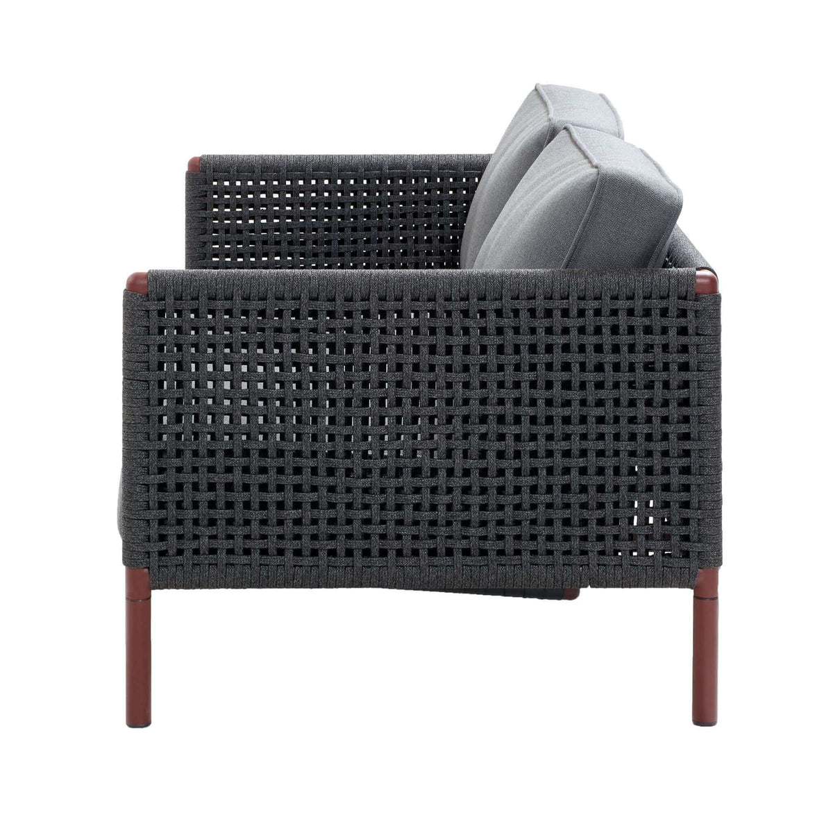 Cane-Line Encore 2-Seater Sofa-Dark grey, Cane-line Soft Rope/Bordeaux frame