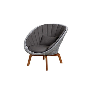 Cane-Line Peacock Lounge Chair W/Teak Legs-Grey/Light grey, Cane-line Weave