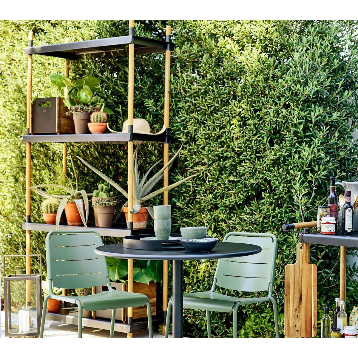 Cane-Line Frame Shelving System Complete Base Unit-Teak/lava grey aluminium