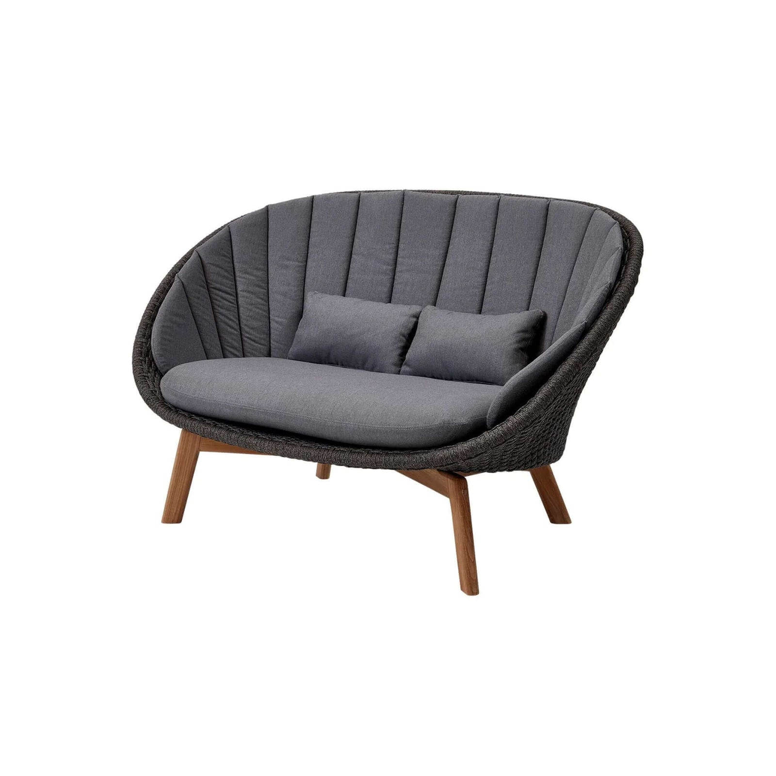 Cane-Line Peacock 2-Seater Sofa W/Teak Legs-Grey/Light grey, Cane-line Weave