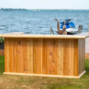 Dundalk LeisureCraft Canadian Timber Tropical Paradise Tiki Bar-2 Door Cabinet & Fridge Opening