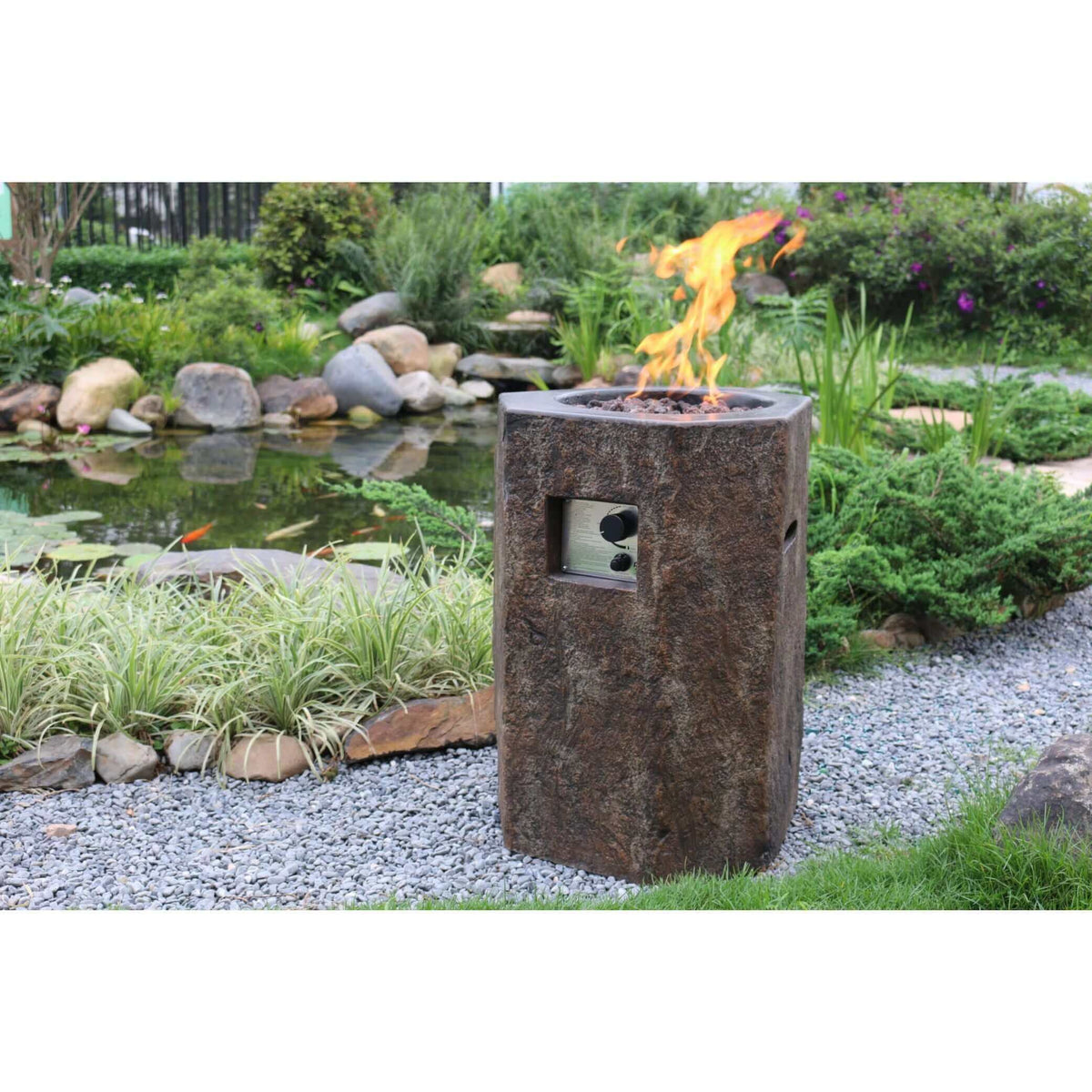 Elementi Modeno Basalt Column Fire Pit-Liquid Propane