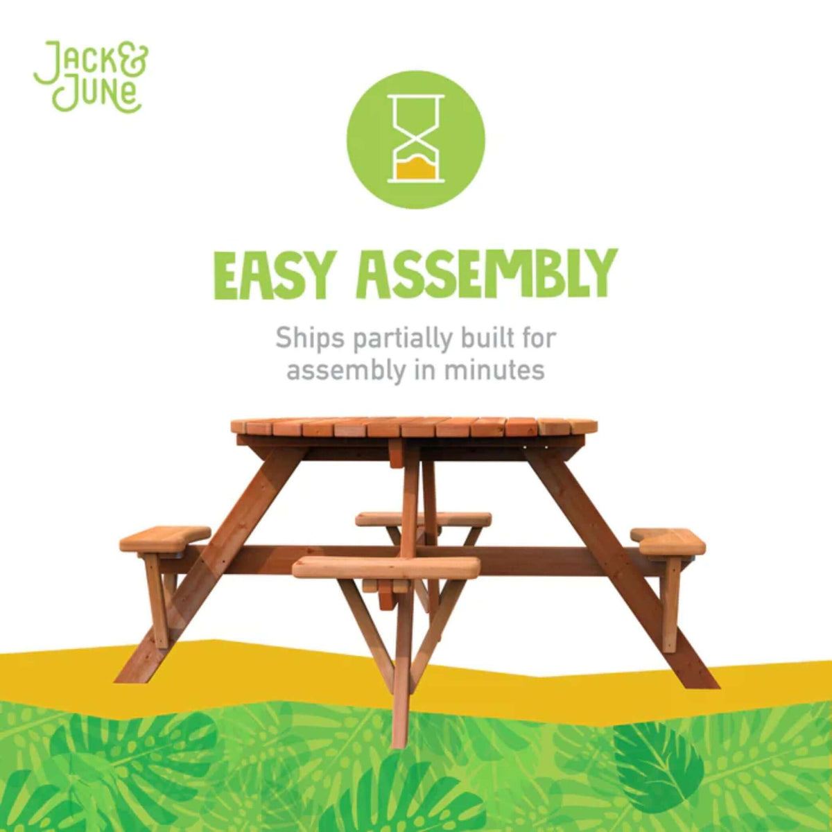 Jack and June Circular Adult Picnic Table-