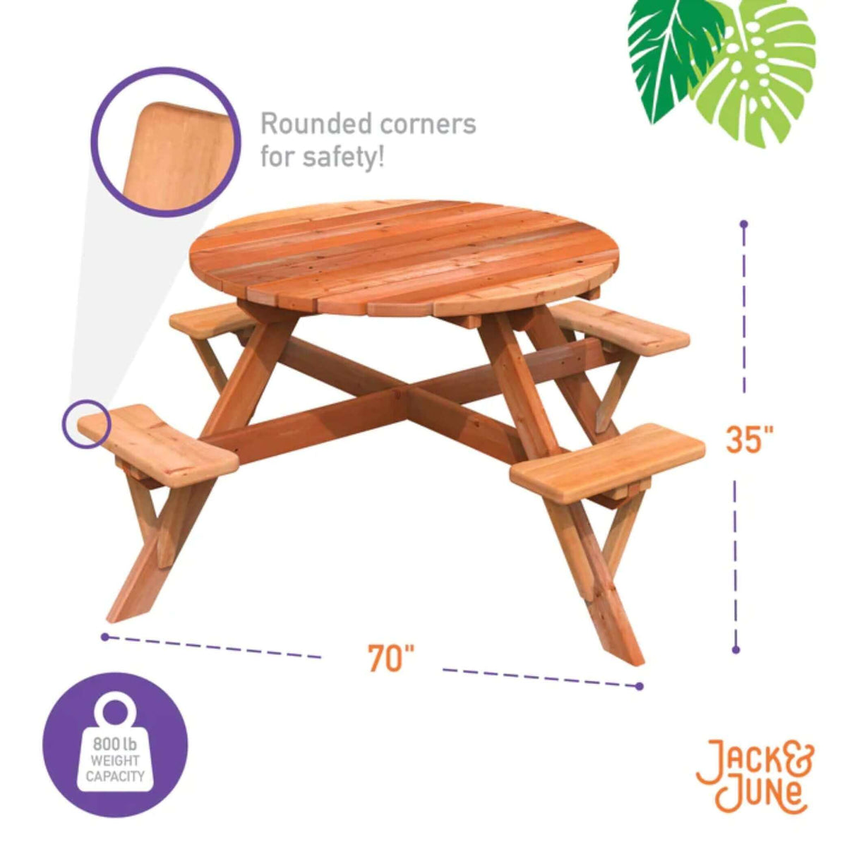 Jack and June Circular Adult Picnic Table-