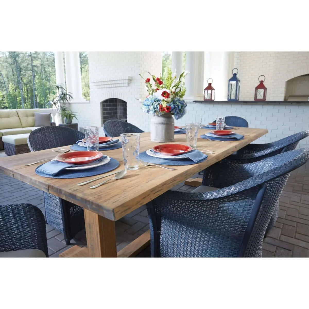 Lloyd Flanders Weekend Retreat Dining Armchair-Denim Blue 040