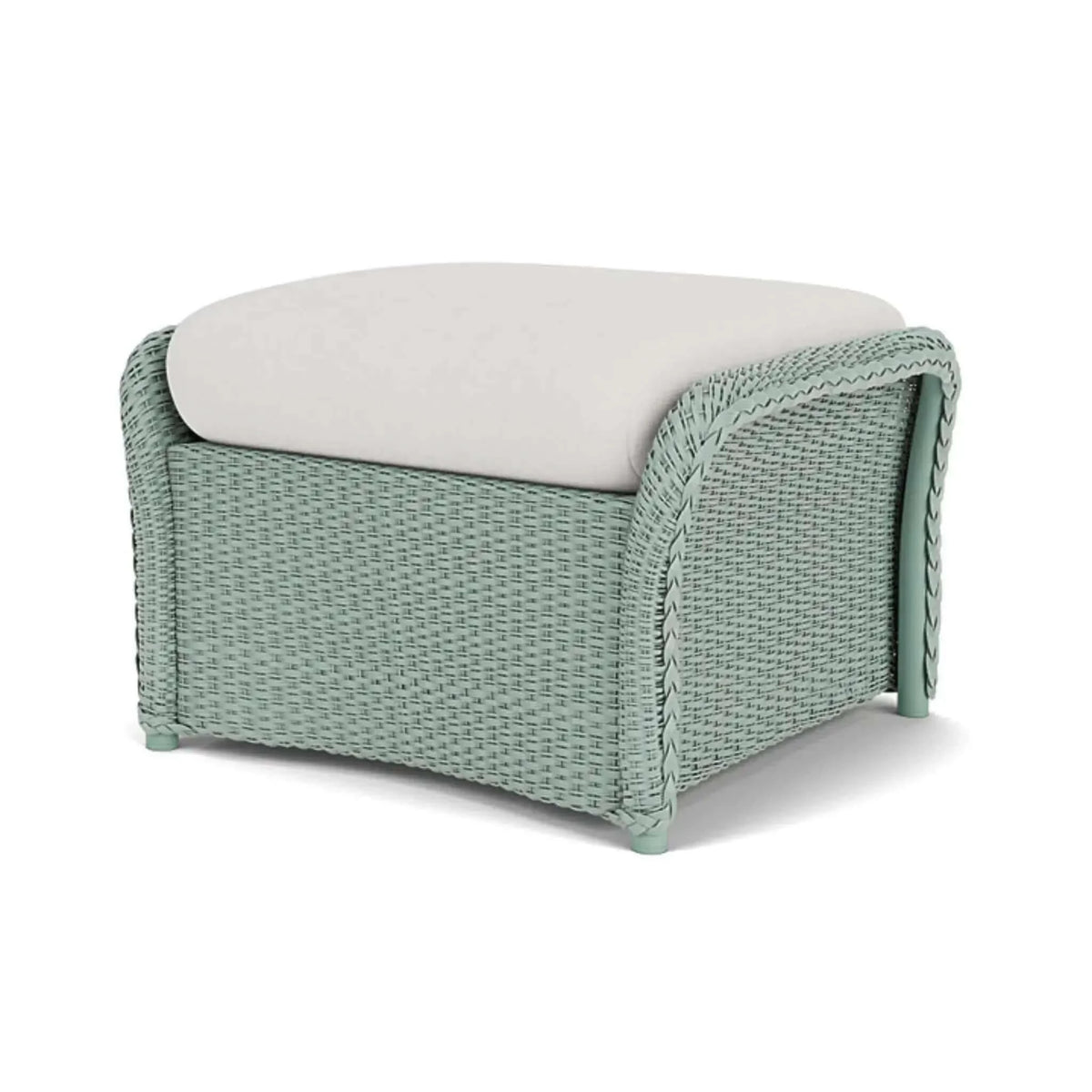 Lloyd Flanders Weekend Retreat Woven Ottoman-Sea Glass 028
