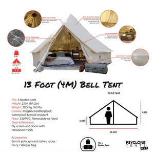 Psyclone 13' Foot (4M) Bell Tent-