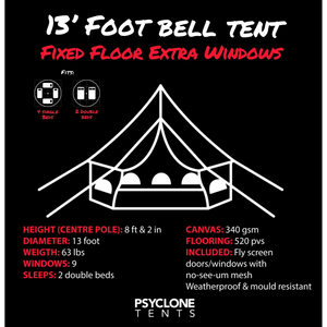 Psyclone 13' Foot (4M) Bell Tent-Removable Floor