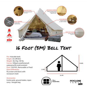 Psyclone 16' Foot (5M) Bell Tent-