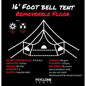 Psyclone 16' Foot (5M) Bell Tent-Removable Floor