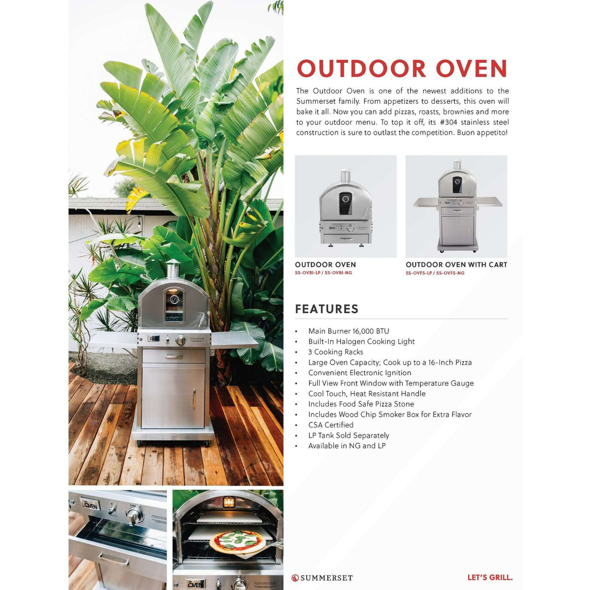 Summerset Built-In Countertop Outdoor Pizza Oven-Liquid Propane