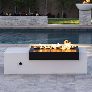The Outdoor Plus Rectangular Moonstone Fire Pit - Powder Coated Metal-Low Voltage Electronic Ignition