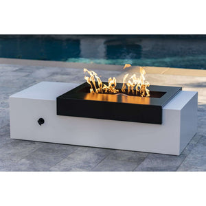 The Outdoor Plus Rectangular Moonstone Fire Pit - Powder Coated Metal-Plug & Play Electronic Ignition