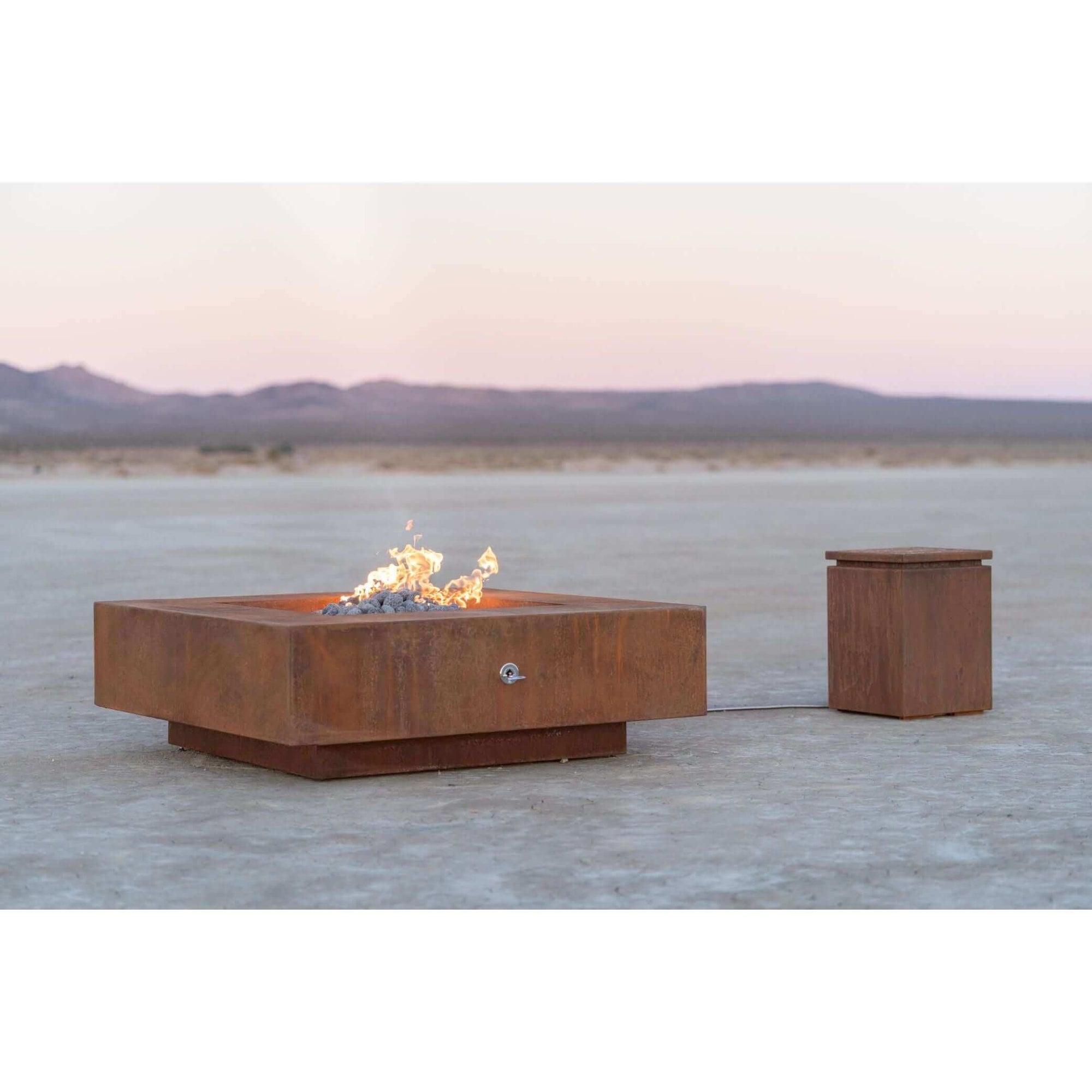 The Outdoor Plus Square Cabo Fire Pit - Stainless Steel-Low Voltage Electronic Ignition
