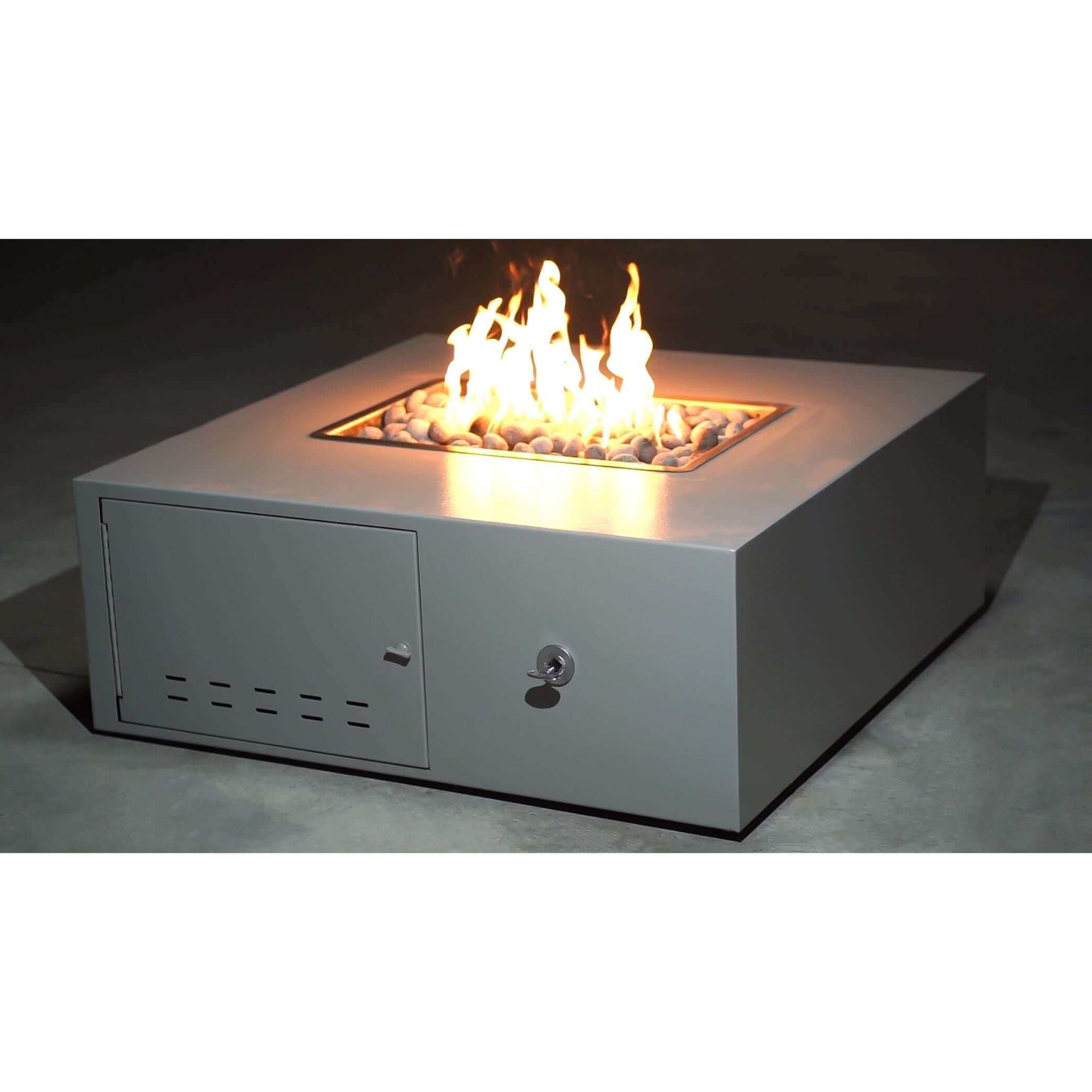 The Outdoor Plus Square Gallaway Fire Pit - Stainless Steel-Low Voltage Electronic Ignition