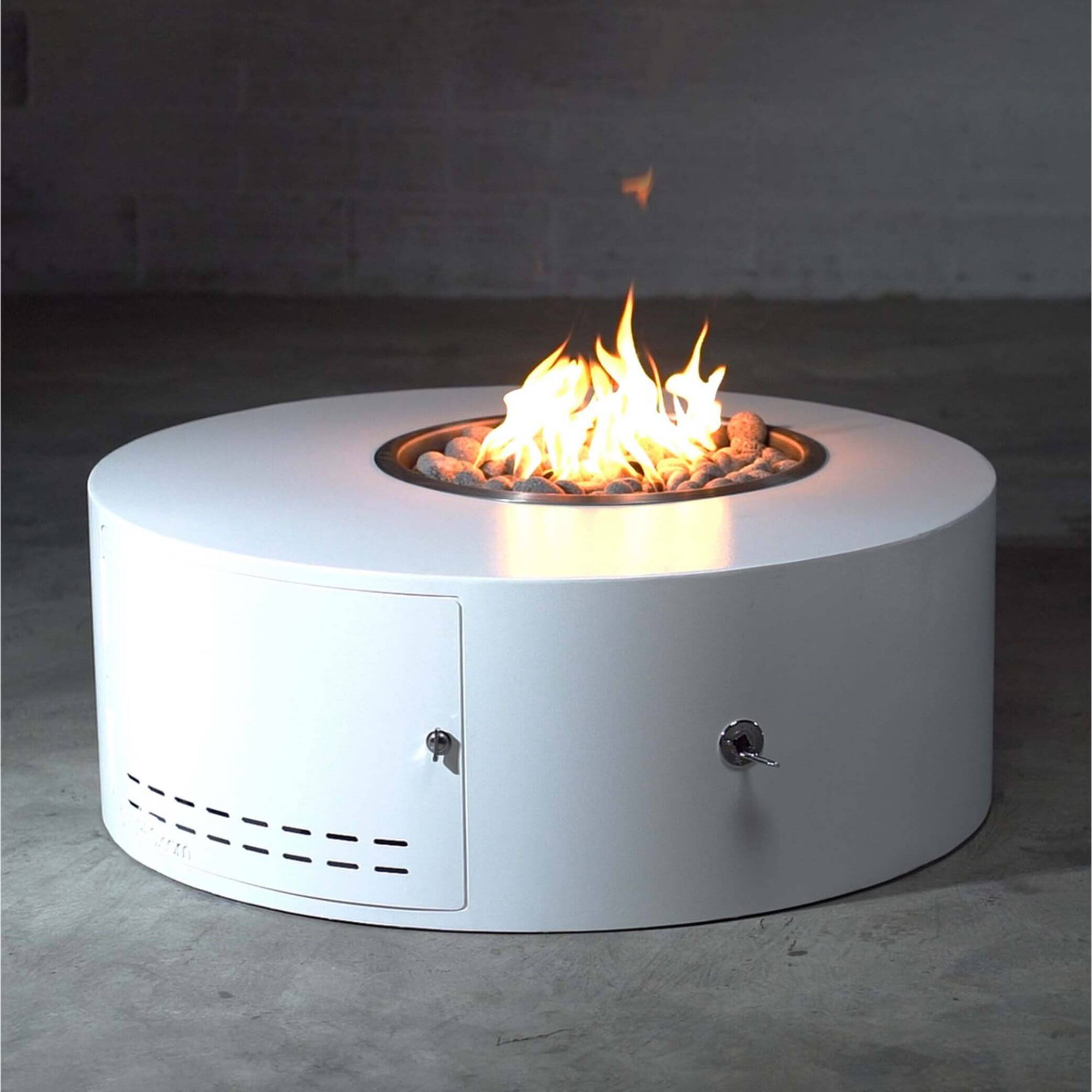 The Outdoor Plus Round Isla Fire Pit - Powder Coated Metal-Match Lit