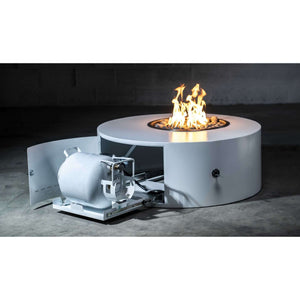 The Outdoor Plus Round Isla Fire Pit - Stainless Steel-Plug & Play Electronic Ignition