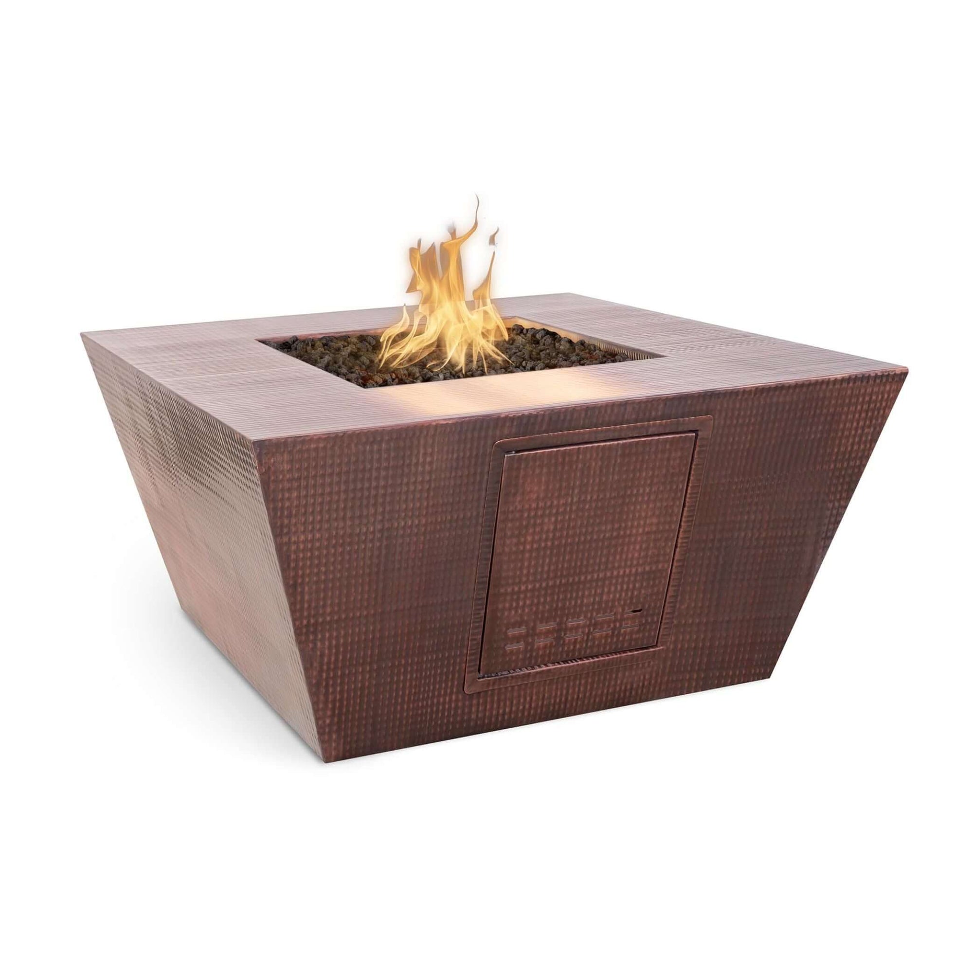 The Outdoor Plus Square Redan Fire Pit - Copper-Match Lit with Flame Sense