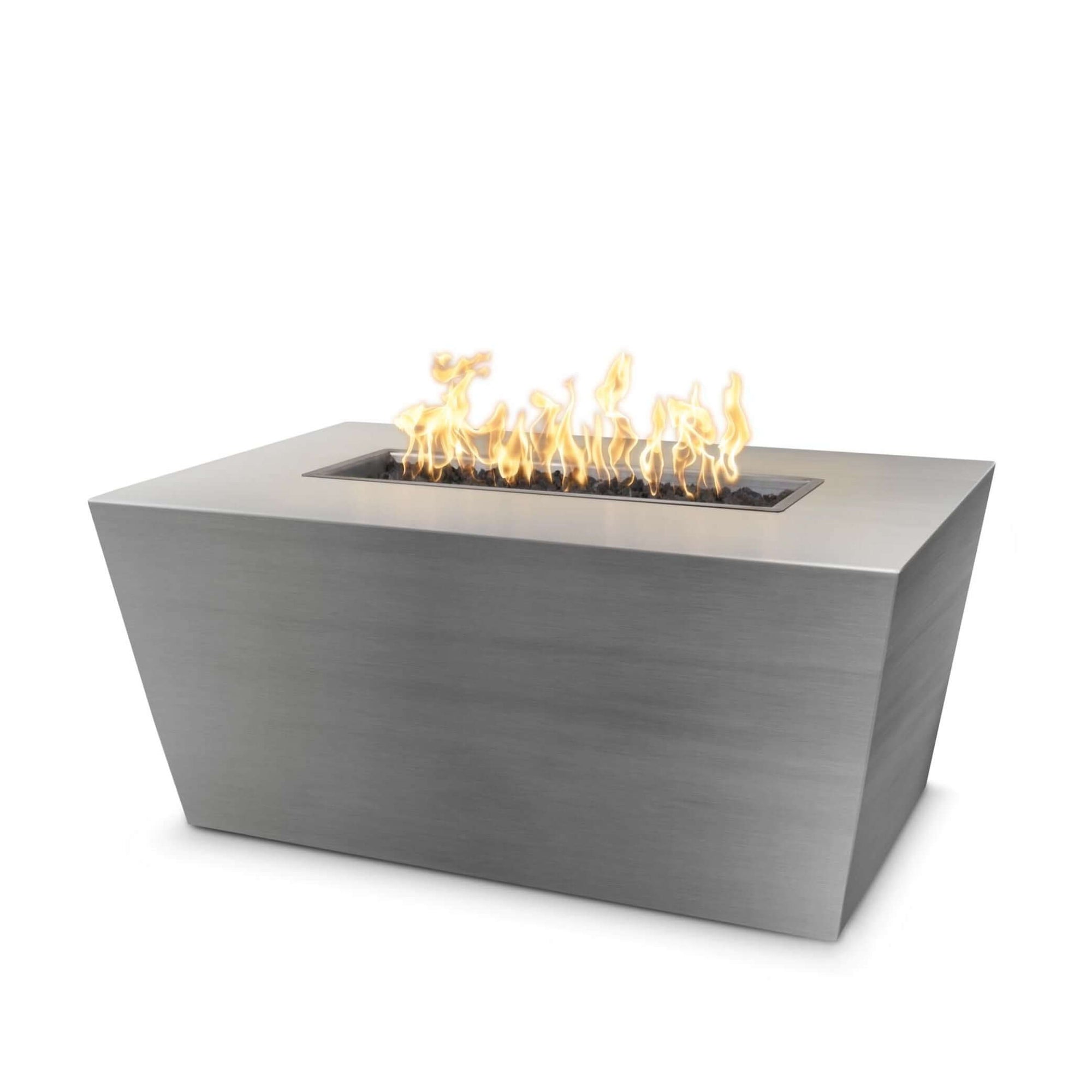 The Outdoor Plus Rectangular Mesa Fire Pit - Stainless Steel-Low Voltage Electronic Ignition