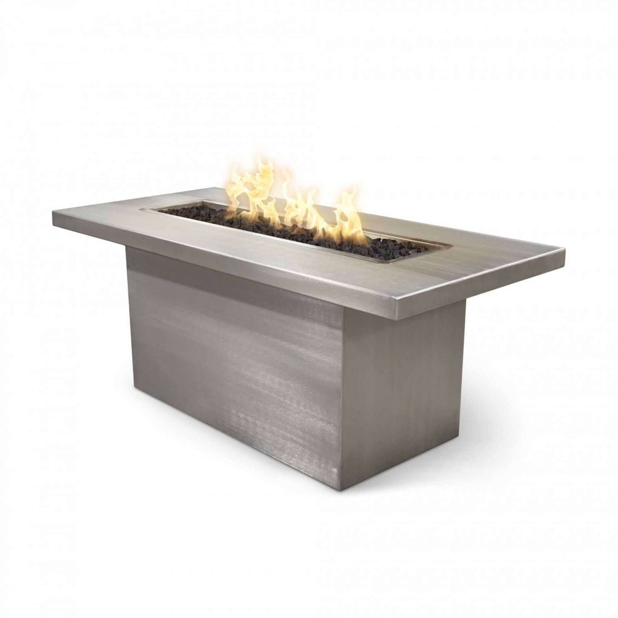 The Outdoor Plus Rectangular Bella Fire Table - Stainless Steel-Low Voltage Electronic Ignition
