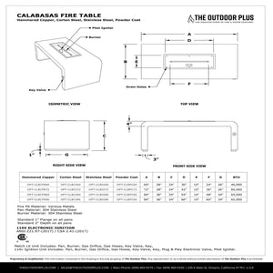 The Outdoor Plus Rectangular Calabasas Fire Table - Copper-Liquid Propane