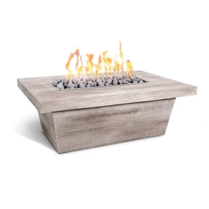 The Outdoor Plus Rectangular Carson Fire Table - Wood Grain GFRC Concrete - 16"-84"