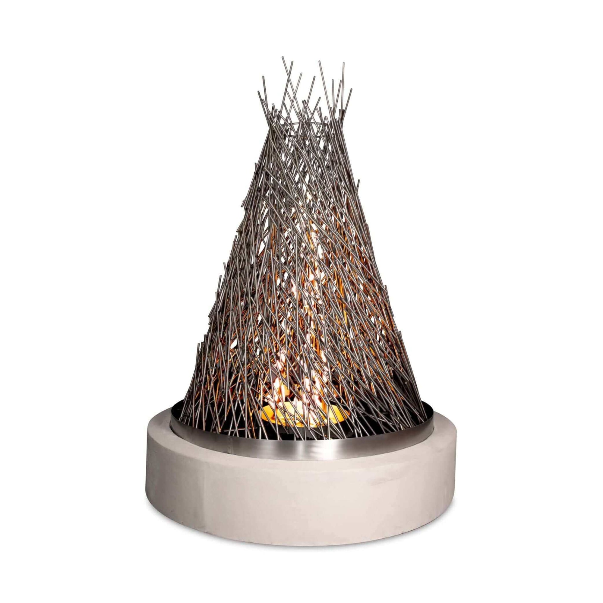 The Outdoor Plus Round Hay Stack Fire Tower - Stainless Steel-Match Lit