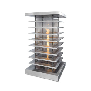 The Outdoor Plus Square High-Rise Fire Tower - Stainless Steel-Match Lit