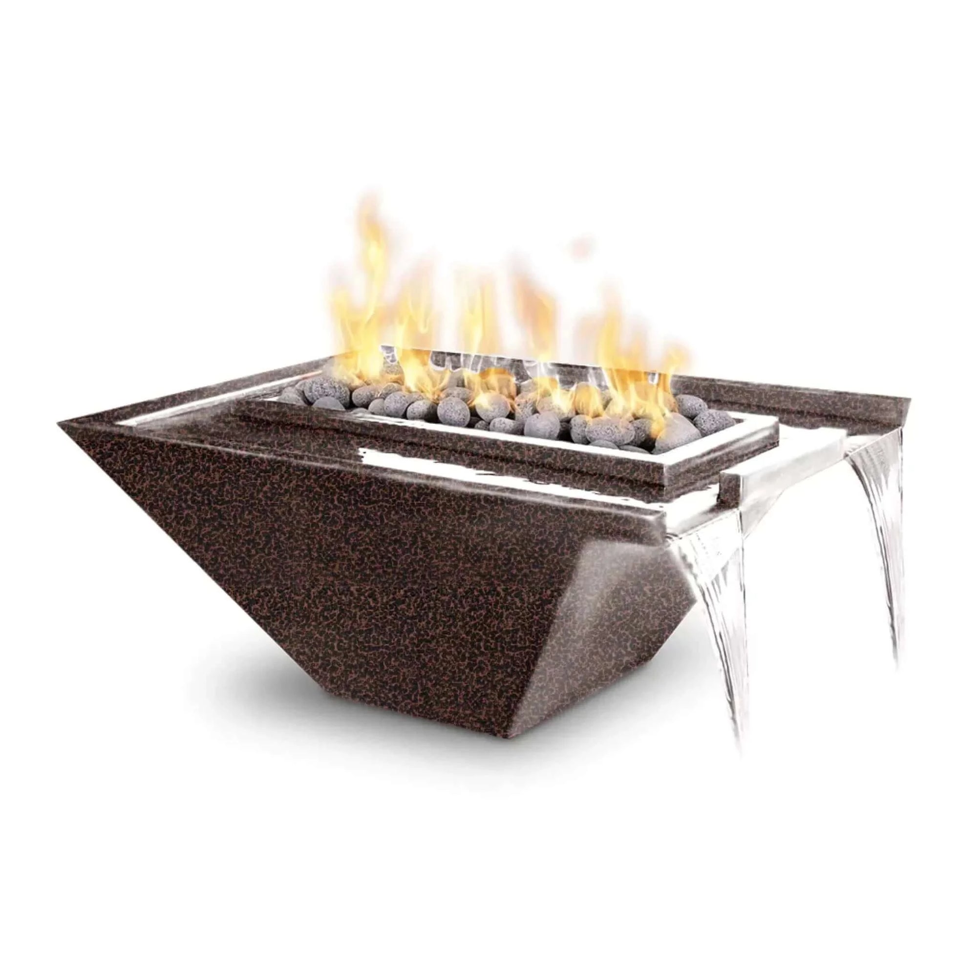 The Outdoor Plus Rectangular Nile Fire & Water Bowl - Powder Coated Metal-Low Voltage Electronic Ignition