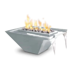 The Outdoor Plus Rectangular Nile Fire & Water Bowl - Stainless Steel-Low Voltage Electronic Ignition