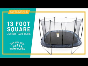 Skywalker Trampolines Square Trampoline with Lighted Spring Pad- Navy 13'